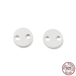 Silver 925 Sterling Silver Connector Charms, Flat Round, Silver, 3x0.5mm, Hole: 0.6mm