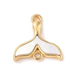 Whale Подвески-соединители из натуральной белой латуни, реальный 18 k позолоченный, долговечный, без свинца и без кадмия, стойки покрытие, Whale Tail, 14.5x14x3 мм, отверстия : 1.2 mm и 1.4 мм