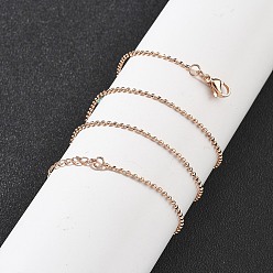 Розовое Золото Ожерелья из латунных граненых шариков для женщин, 304 из нержавеющей стали застежкой омар, стойки покрытие, без свинца и без кадмия, долговечный, розовое золото , 18.19 дюйм (46.2 см)