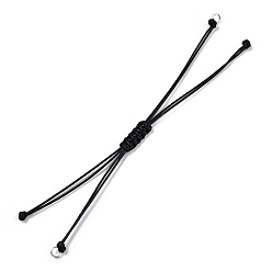 Черный Браслеты плетеные из полиэстера, с кольца прыжок железа, для изготовления браслета с регулируемым звеном, чёрные, длина одного шнура: 5-1/2 дюйм (14 см)