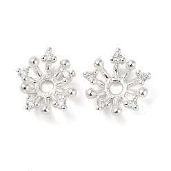 Посеребрённый Колпачки для бусин из прозрачного кубического циркония из латуни, без кадмия, без никеля и без свинца, 925 серебро покрытием, 10x9x4.5 мм, отверстие : 1.6 мм