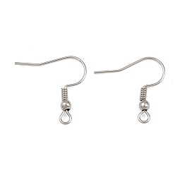 304 Stainless Steel Устойчивы к потускнению 304 крючки для сережек из нержавеющей стали, провод уха, с горизонтальной петлей, цвет нержавеющей стали, 21x22 мм, отверстие : 2 мм, 21 датчик, штифты : 0.7 мм