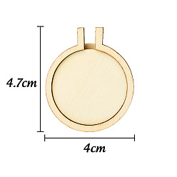 Плоский Круглый Деревянные пяльцы для вышивания крестиком, вышитая рамка дисплея, аксессуары для швейных инструментов, плоско-круглые, 47x40 мм