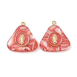 Красный 304 подвески из нержавеющей стали смолы, треугольник с амулетом Девы Марии, с эмалью, золотые, красные, 32x21x7 мм, отверстие : 2 мм