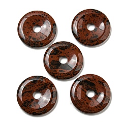 Mahogany Obsidian Natural Mahogany Obsidian Pendants, Donut/Pi Disc Charms, 50x6.5~7.5mm, Hole: 10mm