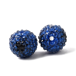 Королевский синий Непрозрачные акриловые и прозрачные смоляные бусины из страз, круглый с узором паука, королевский синий, 20x18.5 мм, отверстие : 2.5 мм