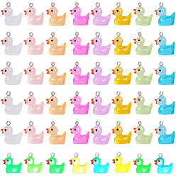 (52) Непрозрачная лаванда 48шт 8 цвета прозрачные подвески из смолы красочные ночное свечение утка кулон креативные ювелирные аксессуары, разноцветные, 16x11.5 мм, отверстие : 2.5 мм, 6 шт / цвет