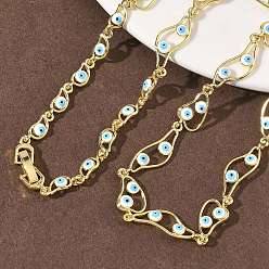Белый Ожерелья-цепочки из латуни с эмалью и сглазом, стойки покрытие, долговечный, без кадмия и без свинца, реальный 18 k позолоченный, белые, 18.27 дюйм (46.4 см)