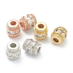 (52) Непрозрачная лаванда Латунные прозрачные бусины из кубического циркония, долговечный, с целью перехода в кольце, трубка, разноцветные, 8x7 мм