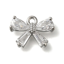 Платина Латунь с микропокрытием, без кадмия, без никеля и без свинца, долговечный, бантом, платина, 8.5x11.5x3 мм, отверстие : 1.2 мм