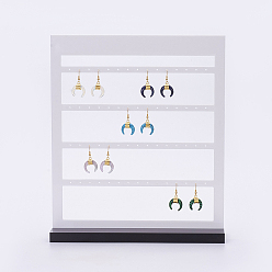 White Acrylic Organic Glass Earrings Displays, Multi-Tier Earring Display Stand, for Hanging Earrings, Rectangle, White, 25x7.5x30.2cm