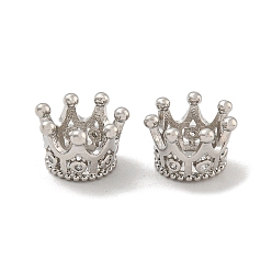 Платина Латуни кубического циркония европейские шарики, бусины с большим отверстием, долговечный, без свинца и без кадмия, корона, платина, 9x7 мм, отверстие : 5.5 мм