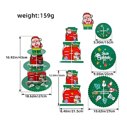 Santa Claus 3-ярусная бумажная подставка для рождественских кексов для десертного стола, башня из кексов для украшения вечеринки, Дед Мороз, 270~280x430 мм