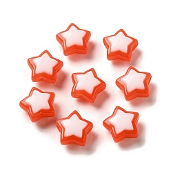 Red Imitation Jelly Transparent Acrylic Beads, Two Tone, Star, Red, 17x18x3mm, Hole: 3.5mm, 20pcs/set