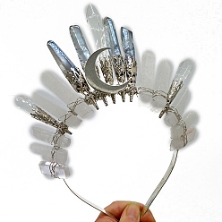 Хрусталь Ободки для волос из натурального кварцевого кристалла, корона для волос, для женщин девушек, 350x150 мм