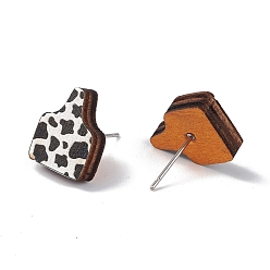 Teardrop Серьги-гвоздики из натурального дерева, 316 женские украшения из нержавеющей стали, капля, 14x11 мм, штифты : 0.6 мм