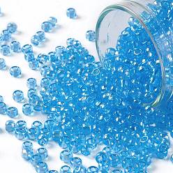 (163) Transparent AB Aqua Тохо 8/0 круглые бусины, японский бисер, (163) прозрачный ab aqua, 3 мм, отверстие : 1 мм, Около 222 шт / 10 г