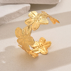 Золотой Роскошный латунный браслет-манжета с цветком для вечеринок и мероприятий, золотые, внутренний диаметр: 2-1/4 дюйм (5.6 см)