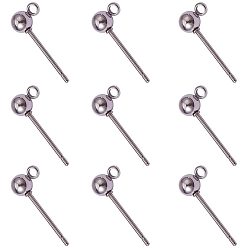 Stainless Steel Color 304 Stainless Steel Stud Earring Findings, with Loop, Stainless Steel Color, 15x6.5x4mm, Hole: 2mm, pin: 0.8mm