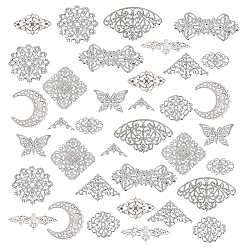 Platinum DIY Jewelry Making Kits, including 144Pcs 12 Styles Alloy & Iron Filigree Joiners, Platinum, 16~73.5x19~65.5x0.5~3mm, Hole: 1~6mm, 12pcs/style