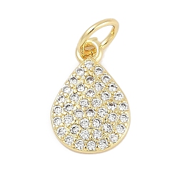 Настоящее золото 18K Стойки обшивки латунные подвески, с кубического циркония, слезинки, долговечный, без свинца и без кадмия, с целью перехода в кольце, реальный 18 k позолоченный, 12.5x8x2 мм, отверстие : 3 мм