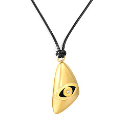 Golden 304 Stainless Steel Triangle with Eye Pendant Adjustable Black Cord Necklaces, Golden, Golden, 23.62 inch(60cm), pendant: 19x33.5mm