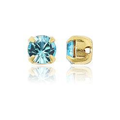 60010 Aqua Bohemica Preciosa® maxima crystal в пришивной чашке, чешский хрусталь, с настройками латуни, 719 35 021 шатон (круглый), золотые, 60010 аква богемика, ss 16 (3.8~4 мм)