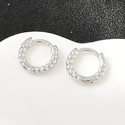 Platinum Brass Huggie Hoop Earrings, Lead Free & Cadmium Free, Rack Plating, Long-Lasting Plated, Platinum, 11x2mm