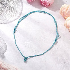 Светло-Голубой Изготовление регулируемого шнура из полиэстера и спандекса, с 304 кольцами из нержавеющей стали, цвет нержавеющей стали, Небесно-голубой, 14.96~30.31 дюйм (38~77 см)