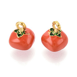 Другие Эмалевые подвески из фруктового сплава, золотые, 11x9x8.5~9 мм, отверстие : 1.6 мм