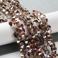 Разноцветный Гальванические стеклянные бусины, с покрытием AB цвета, граненые, алмаз, красочный, 6x5 мм, отверстие : 1 мм, около 100 шт / нитка, 17.12 дюйм