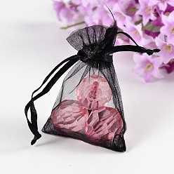 Черный Сумочки из органзы , мешочки для ювелирных украшений на свадьбу, мешочки из органзы для попурри, чёрные, 7x5x0.2 см