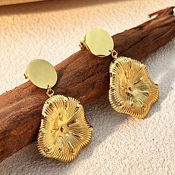 Золотой 304 серьги-гвоздики из нержавеющей стали для женщин, цветок, золотые, 50x29 мм