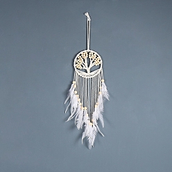 Белый Хлопчатобумажные солнцезащитные очки, подвесные украшения из перьев, плоско-круглые, белые, 410x200 мм