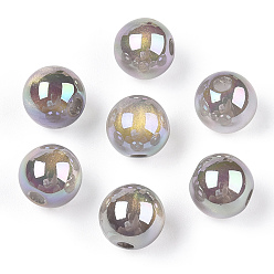 Gris Claro Cuentas de resina translúcida, perlas de brillo, rondo, gris claro, 8x7.5 mm, agujero: 1.8 mm