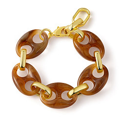 Седло Коричневый Браслеты из цепочек из смоляных звеньев для женщин, овальные, седло коричневый, 9-7/8 дюйм (25.1 см)