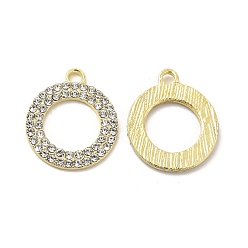 Golden Alloy Rhinestone Pendants, Donut Charms, Golden, 21x17.5x1.8mm, Hole: 2mm