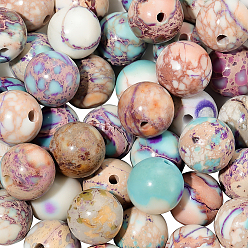 (52) Непрозрачная лаванда 50 шт. окрашенных бусин из натурального регалита/императорской яшмы/морского осадка, круглые, разноцветные, 8 мм, отверстие : 1.2 мм