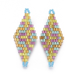 Разноцветный Японский бисер miyuki & toho ручной работы ссылки, Ткацкий станок, ромб, красочный, 40~41.5x16~16.7x1.7~1.8 мм, отверстие : 1.4~1.5 мм