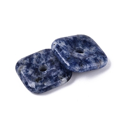 (306FM) Жонкиль матовый с лаймовой подкладкой Натуральные синие пятна яшмы подвески, закругленные квадратные подвески в виде безопасных монет, 29.5~30x29.5~30x7~7.5 мм, отверстие : 5~5.3 мм