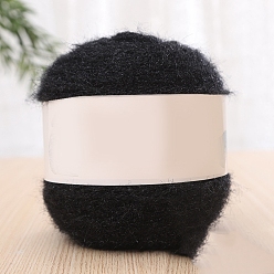 Черный Полиэфирная пряжа для вязания, для одежды шарфы свитера шали шапки, чёрные, 200г/моток