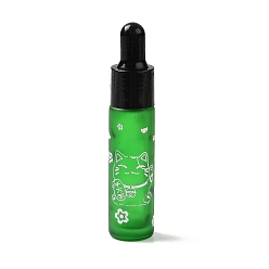 Light Grey Rubber Dropper Bottles, Refillable Glass Bottle, for Essential Oils Aromatherapy, with Fortune Cat Pattern & Chinese Character, Light Grey, 2x9.45cm, Hole: 9.5mm, Capacity: 10ml(0.34fl. oz)