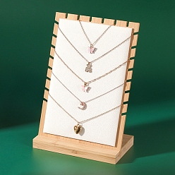 Blumenweiß Bambus-Halsketten-Organizer-Ausstellungsständer, mit Samt, Rechteck, Blumenweiß, 17x9.5x24.5 cm