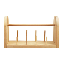 Цвет Древесины Вращающаяся прядильщик мотка деревянной пряжи, шпуледержатель с клубком пряжи, органайзер из шерстяного шнура, инструмент для вязания крючком, деревесиные, 20.5x15 см