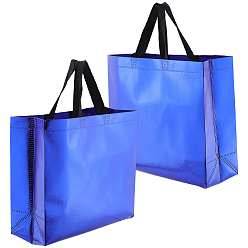 Темно-Синий Многоразовые подарочные пакеты, сумка-тоут из нетканого материала с лазерной обработкой и ручкой, прямоугольные, темно-синий, 32x12x28 см