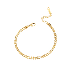 Настоящее золото 14K 304 цепи браслеты из нержавеющей стальной шарик, ионное покрытие (ip), реальный 14 k позолоченный, 7.09 дюйм (18 см)