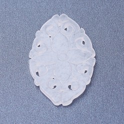 Jade Natural Jade Pendants, Dyed, Horse Eye, 43x26x2mm, Hole: 1mm