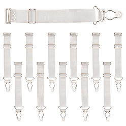 Белый 12шт. полиэстеровые подвязки для бедер, Эластичные регулируемые подвязки для ног для женщин и девушек, со сплавочной фурнитурой, белые, 260x22.5x1~5 мм