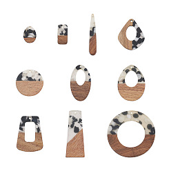 (52) Непрозрачная лаванда 20шт 10 подвески в стиле прозрачной смолы и орехового дерева, воском, слеза и плоские круглые и трапециевидные и кольцевые, овальные и прямоугольные, разноцветные, 2 шт / стиль