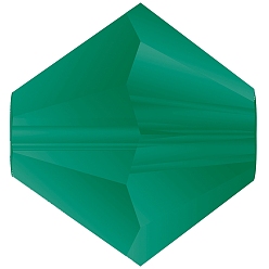 50730 840 Emerald Matt Хрустальные бусины preciosa®, чешский хрусталь, биконус(451 69 302 рондель), 50730 840 изумрудный матовый, 4 мм, отверстие : 0.8 мм